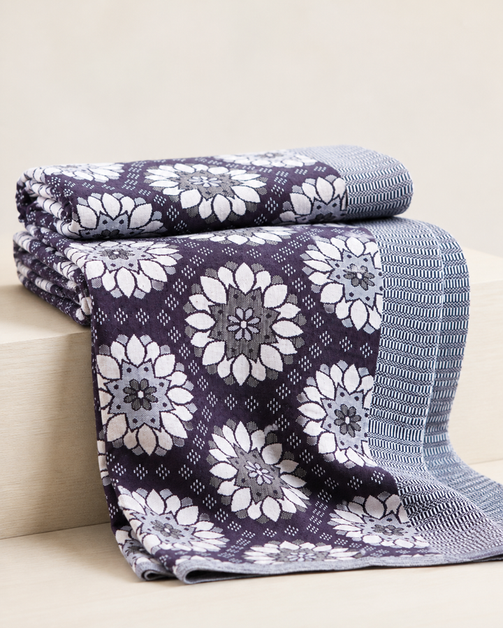 Premium Handloom Ethnic floral King Size Chennimalai Bedsheet — Folded catalogue view