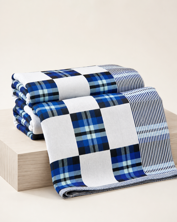 Premium Handloom Candy Check King Size Chennimalai Bedsheet - Blue — Folded catalogue view