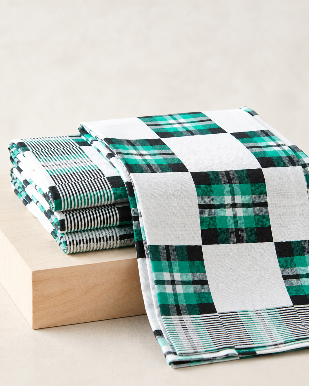 Premium Handloom Candy Check King Size Chennimalai Bedsheet - Green — Folded catalogue view