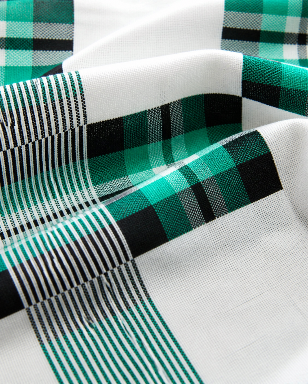 Premium Handloom Candy Check King Size Chennimalai Bedsheet - Green — Fabric and pattern detail view