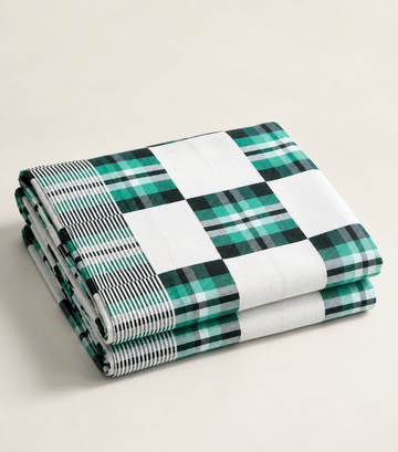 Premium Handloom Candy Check Single Cot Chennimalai Bedsheet - Green — Folded catalogue view