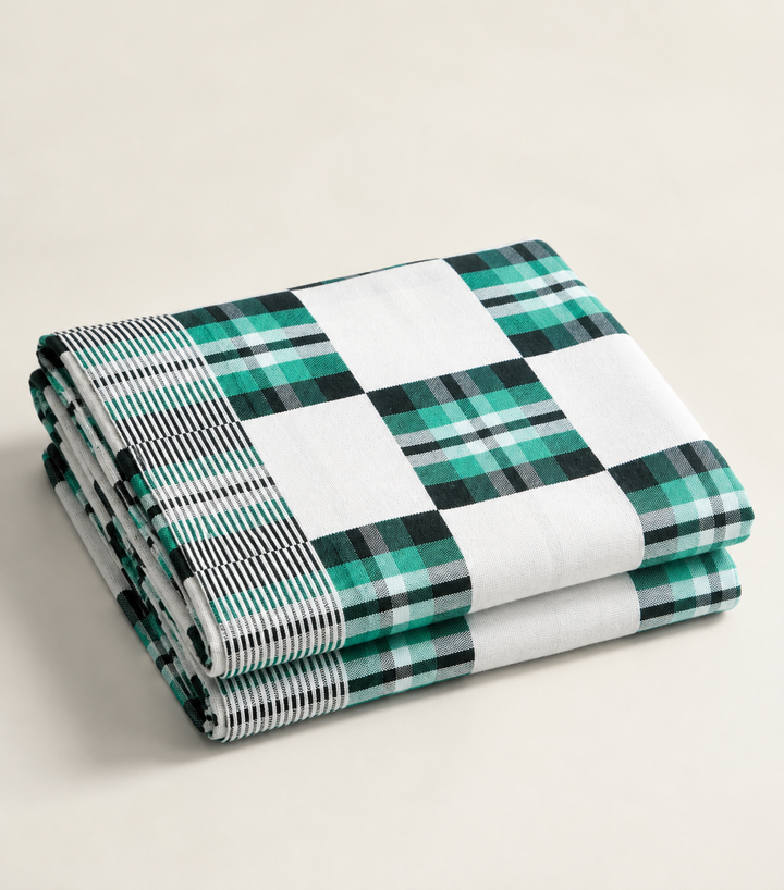 Premium Handloom Candy Check Single Cot Chennimalai Bedsheet - Green — Folded catalogue view