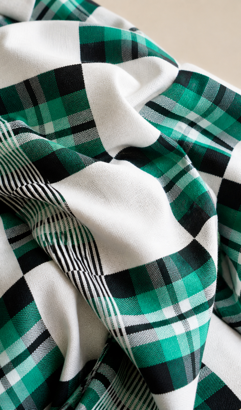 Premium Handloom Candy Check Single Cot Chennimalai Bedsheet - Green — Fabric and pattern detail view