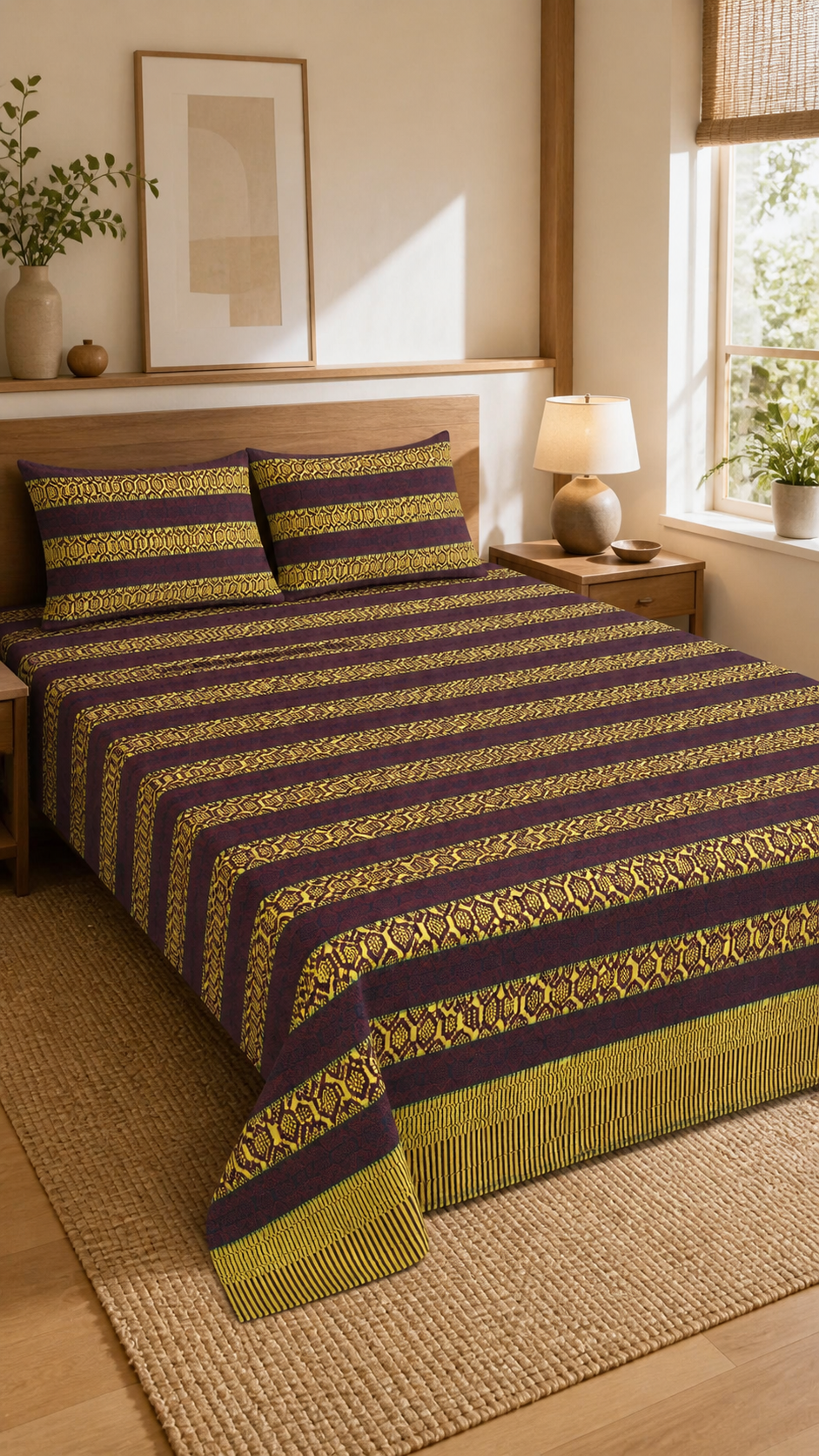 Premium Handloom Chennimalai bedsheet - Chocolate Brown — Warm-room styling view