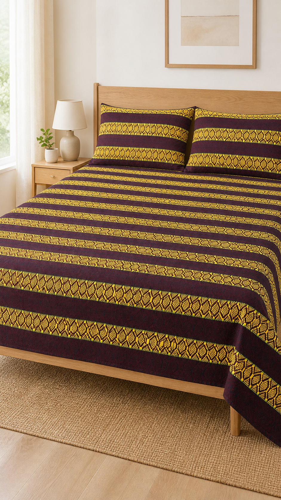 Premium Handloom Chennimalai bedsheet - Chocolate Brown — Bright-room styling view