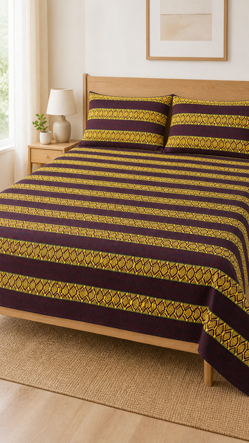 Premium Handloom Chennimalai bedsheet - Chocolate Brown — Bright-room styling view