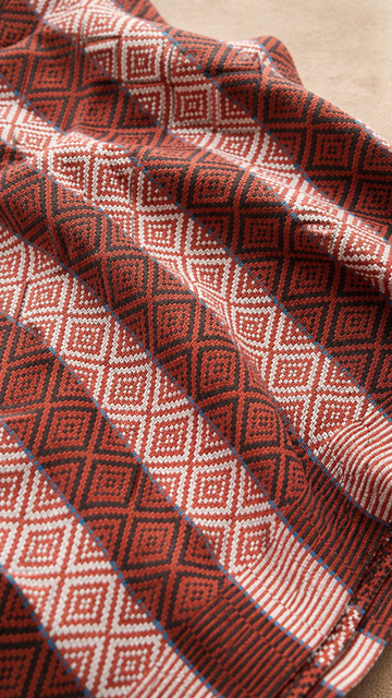Premium Handloom Chennimalai bedsheet - Rust Red — Fabric and pattern detail view