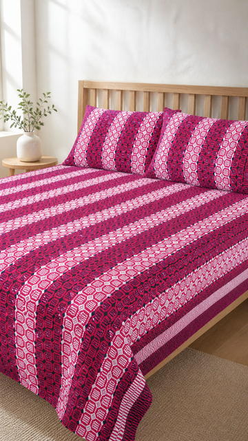 Premium Handloom Chennimalai bedsheet - Wine Red — Bright-room styling view