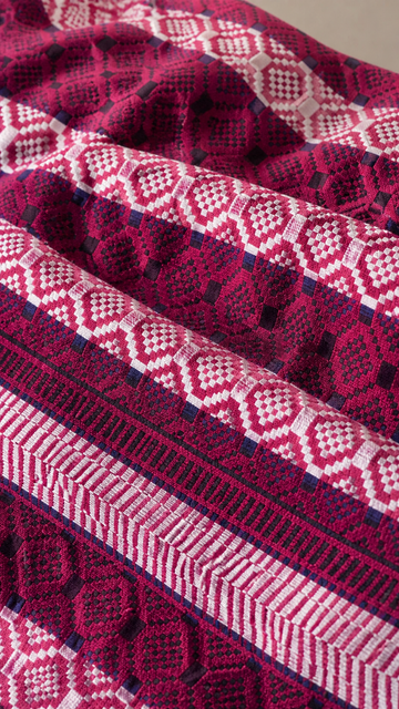 Premium Handloom Chennimalai bedsheet - Wine Red — Fabric and pattern detail view