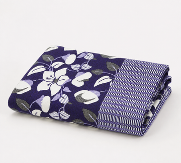 Premium Handloom King Size Chennimalai bedsheet - Purple Floral — Folded catalogue view