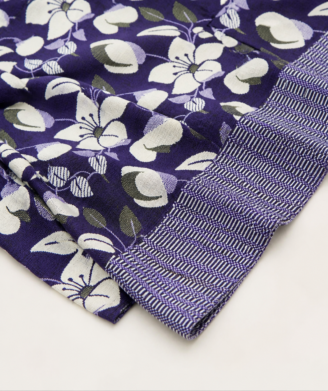 Premium Handloom King Size Chennimalai bedsheet - Purple Floral — Fabric and pattern detail view
