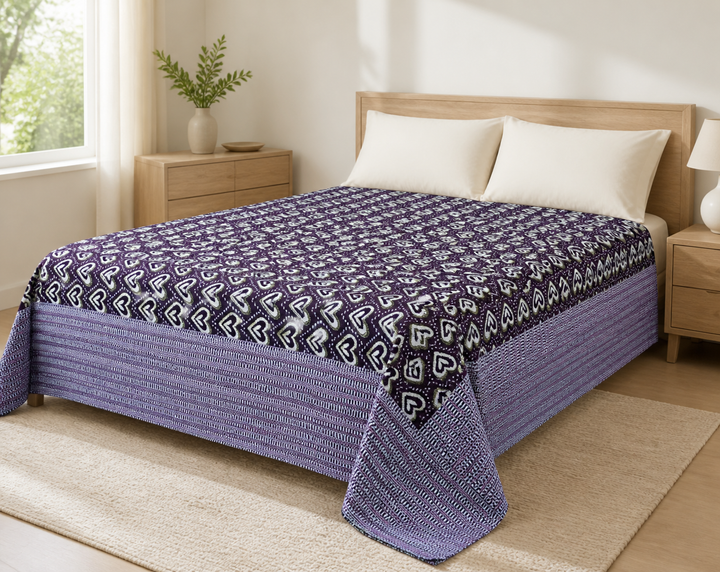 Premium Handloom King Size Chennimalai bedsheet - Purple heart — Bright-room styling view