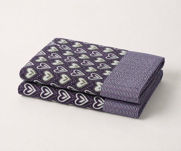 Premium Handloom King Size Chennimalai bedsheet - Purple heart — Folded catalogue view