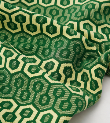 Premium Handloom King Size Chennimalai Bedsheet - Green Geometric — Fabric and pattern detail view