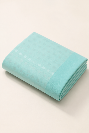 Premium Handloom Pastel Teal Polka Chennimalai Bedsheet — Folded catalogue view