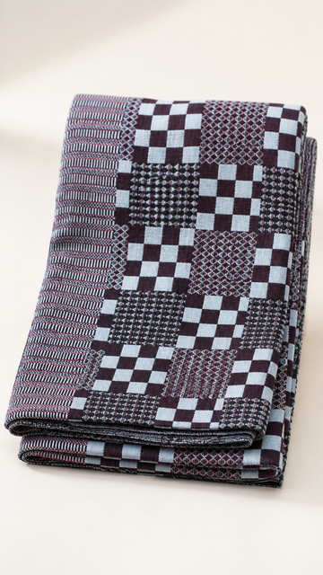 Premium Handloom Royal Checkmate King Size Chennimalai Bedsheet - Sky blue — Folded catalogue view