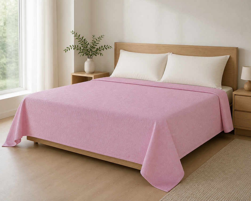 Premium Handloom Soft Rose Flower Chennimalai Bedsheet — Bright-room styling view