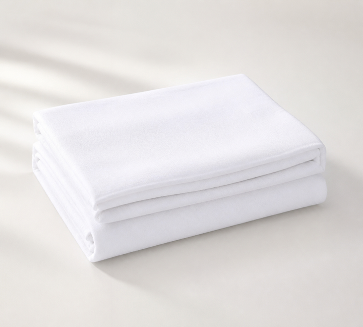 Premium Handloom Soft Snow-White Chennimalai Bedsheet — Folded catalogue view
