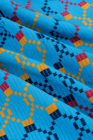 Premium Handloom Vintage Pattern Chennimalai Bedsheet - Light Blue with Yellow