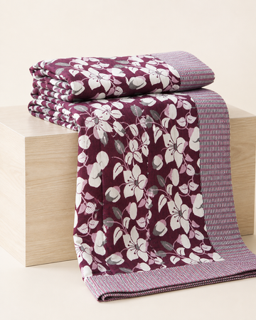 Premium Handloom Maroon floral King Size Chennimalai bedsheet — Folded catalogue view