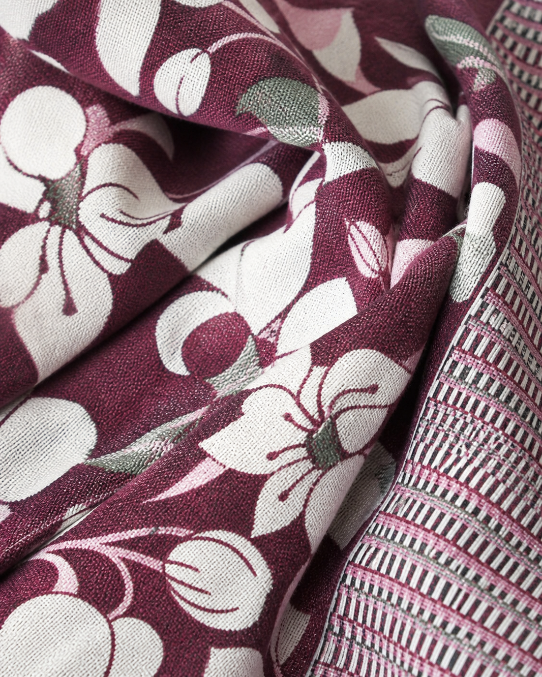 Premium Handloom Maroon floral King Size Chennimalai bedsheet — Fabric and pattern detail view