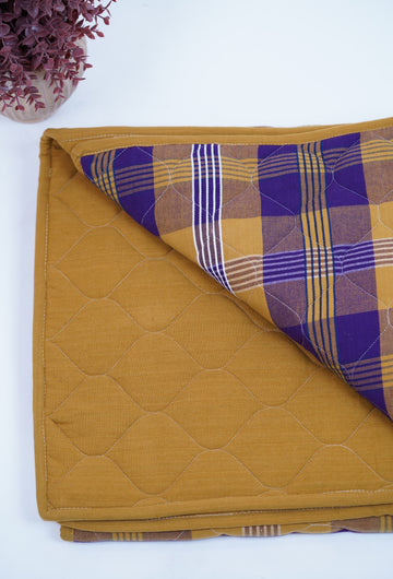 Premium Handloom Single Cot Chennimalai Quilt - Mustard Majesty