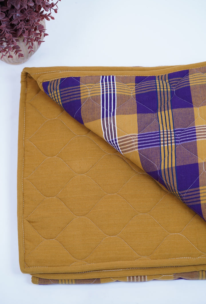 Premium Handloom Single Cot Chennimalai Quilt - Mustard Majesty