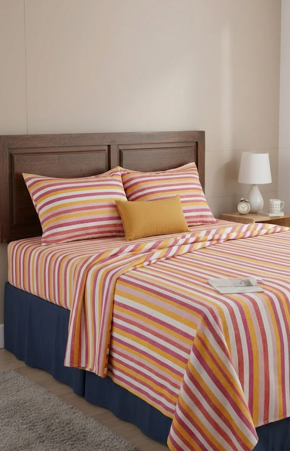 Chennimalai Double Cot Bedspread Red and Yellow