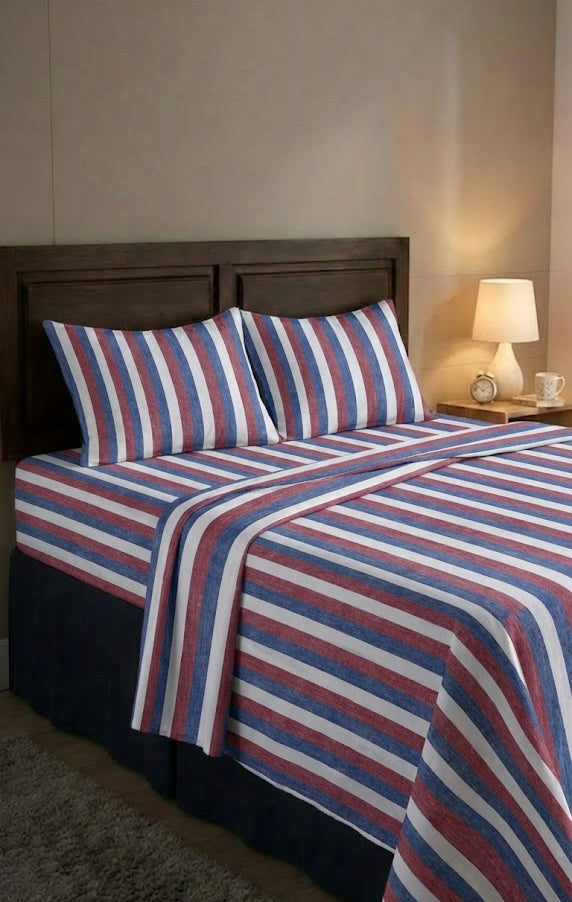 Chennimalai Double Cot Bedspread Red and Blue