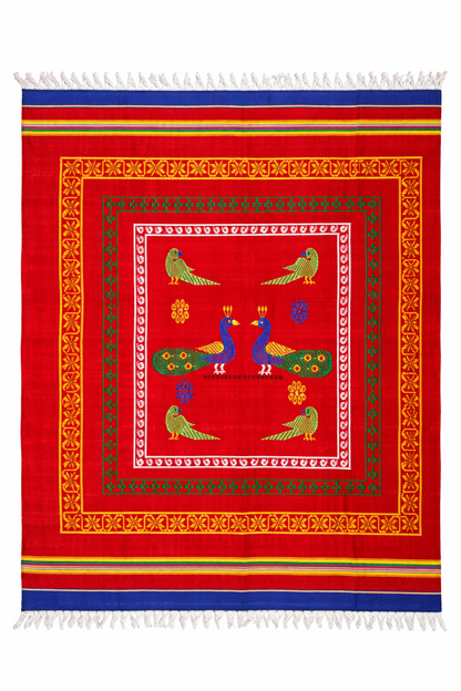 Handloom Pattu jamakkalam -  Peacock  Red