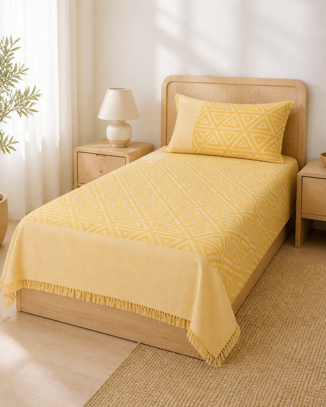 Sun Ray Lovely Chennimalai Bedsheet — Bright-room styling view