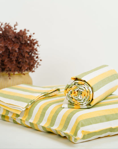 Super Soft Handloom Chennimalai  Super King Size Bedspread Yellow and Green