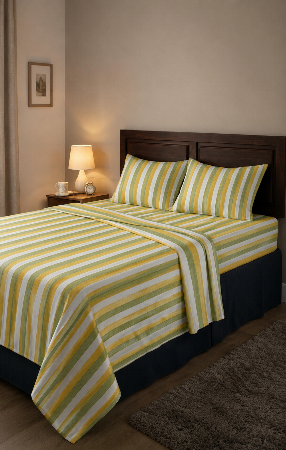 Super Soft Handloom Chennimalai  Super King Size Bedspread Yellow and Green