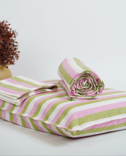 Super Soft Chennimalai Double Cot Bedspread Pink and Green