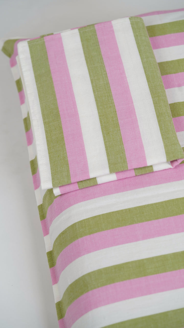 Super Soft Handloom Chennimalai King Size Bedspread Pink and Green