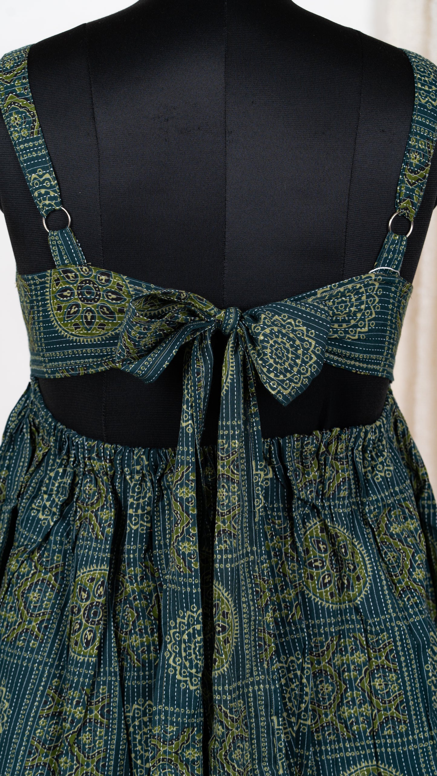 Dark Blue Ajrakh-Inspired Cotton Tie-Back Dress