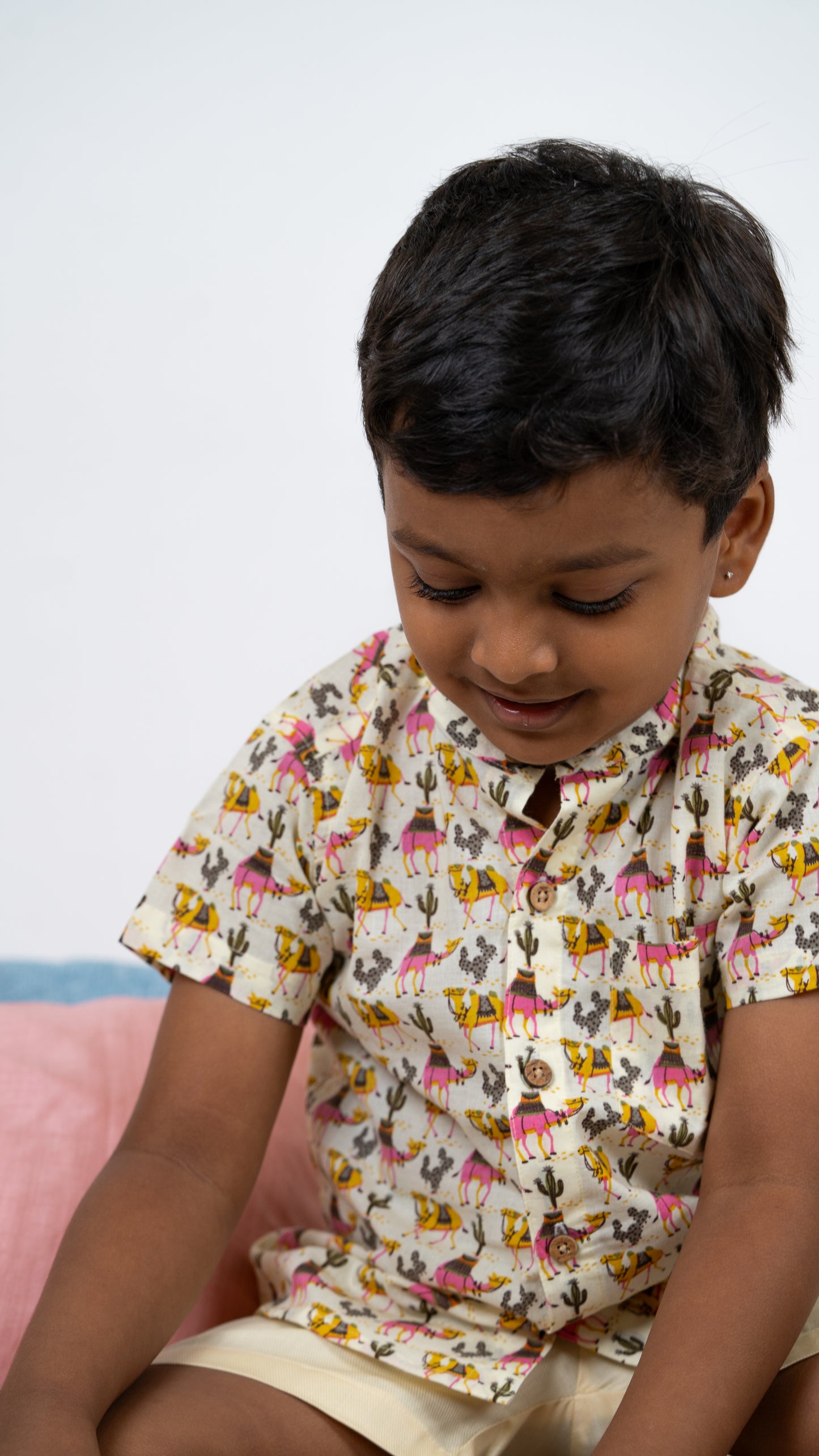 Boys Cotton Outfit: Desert Camel Print