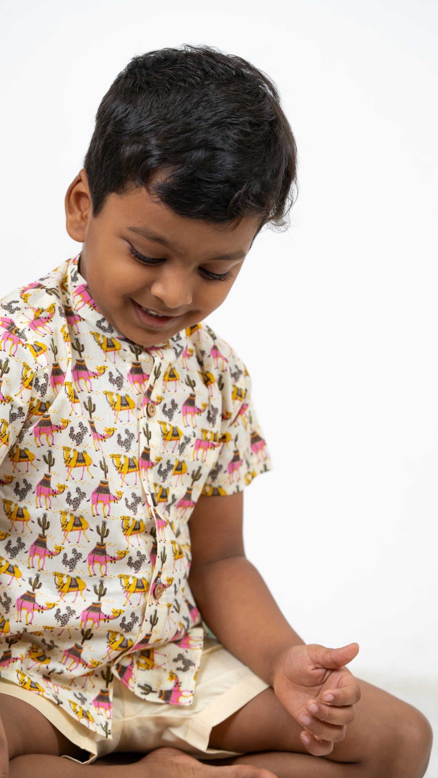 Boys Cotton Outfit: Desert Camel Print