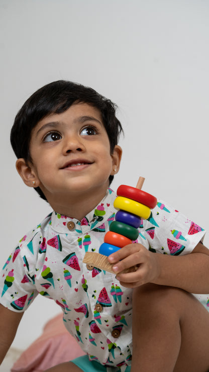 Summer theme Cotton Shirt and Shorts Set