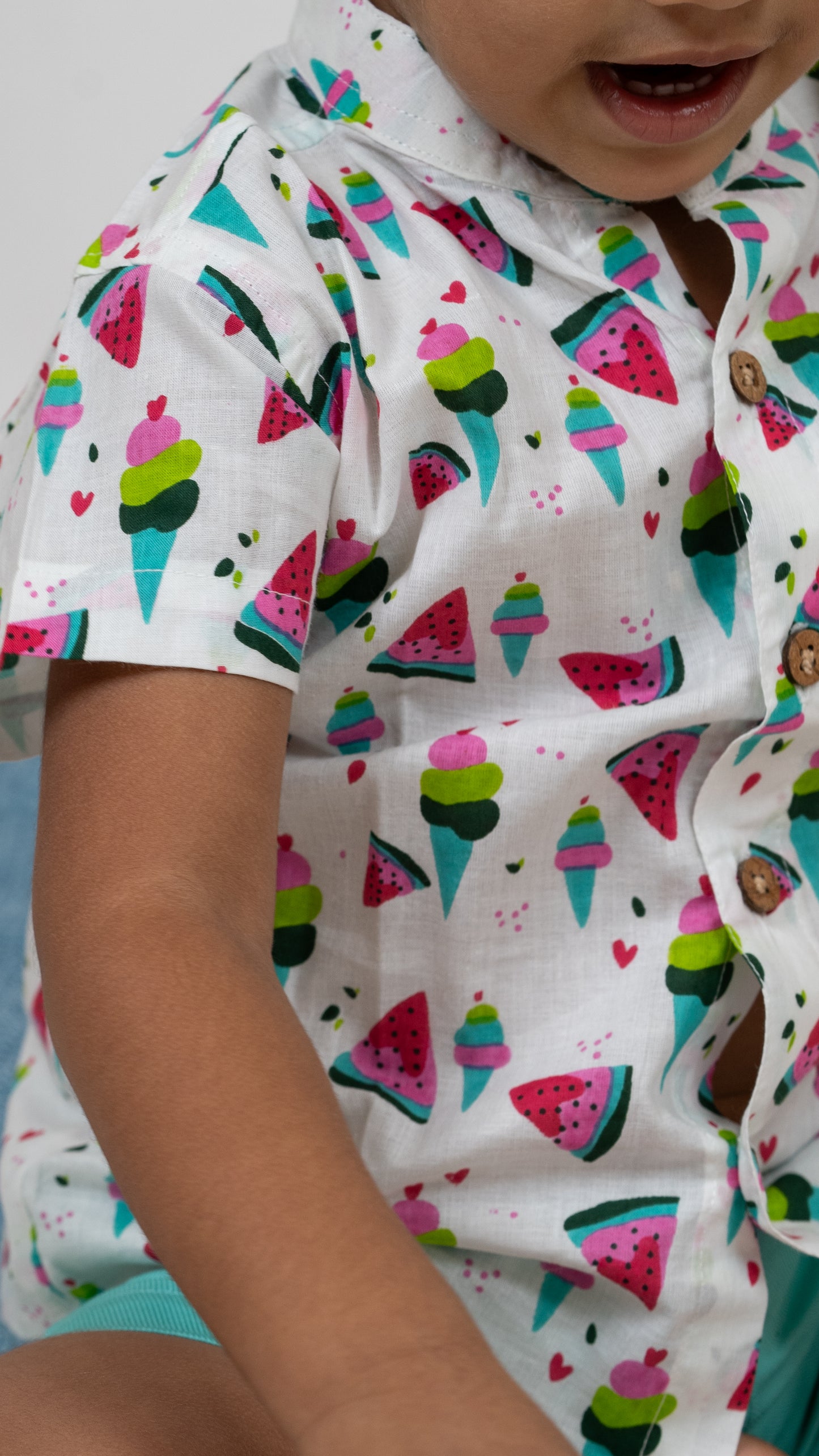 Summer theme Cotton Shirt and Shorts Set
