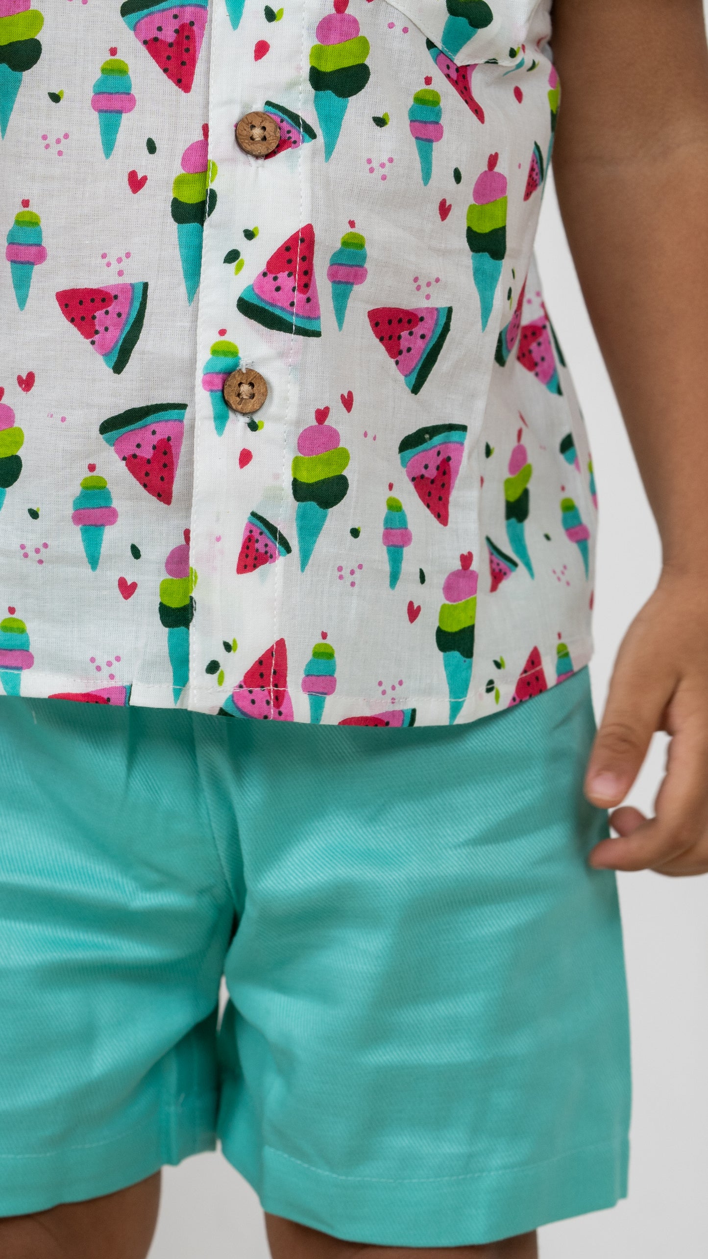 Summer theme Cotton Shirt and Shorts Set
