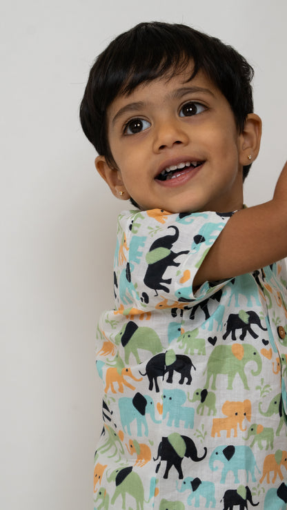 Elephant Parade Cotton Shirt and Shorts Set