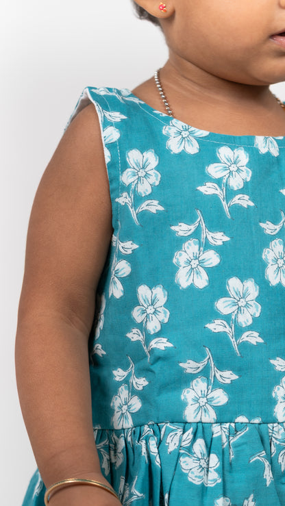 Blue Flower Print Cotton Co-ord set