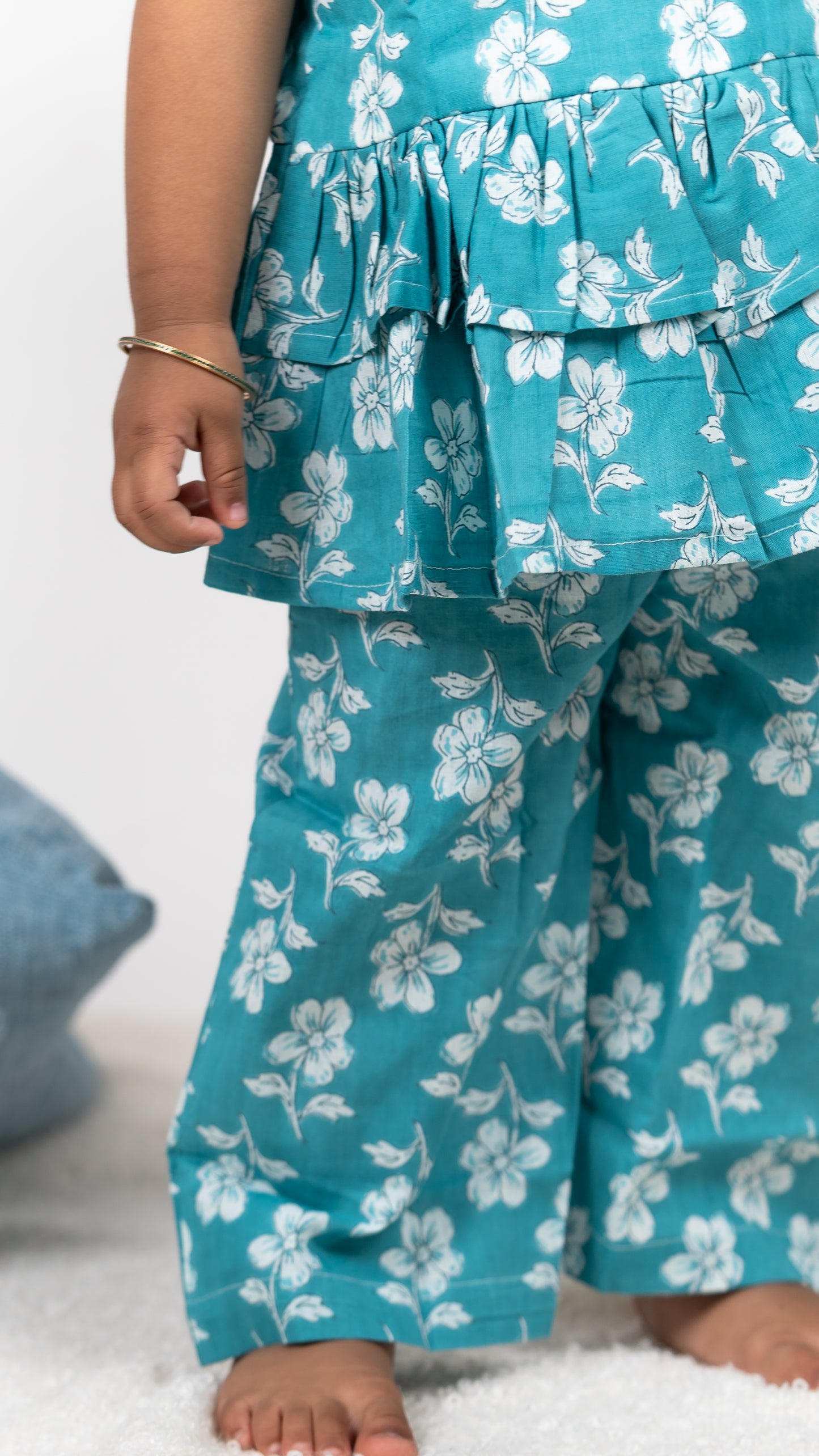 Blue Flower Print Cotton Co-ord set