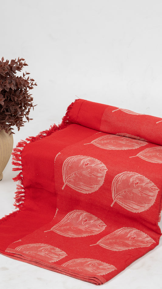 Red Base Leaf Print Lovely Chennimalai Bedsheet