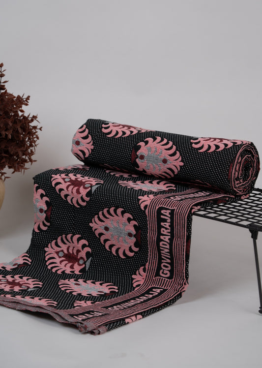 G. Raja Chennimalai Bed Sheet - Black & Pink
