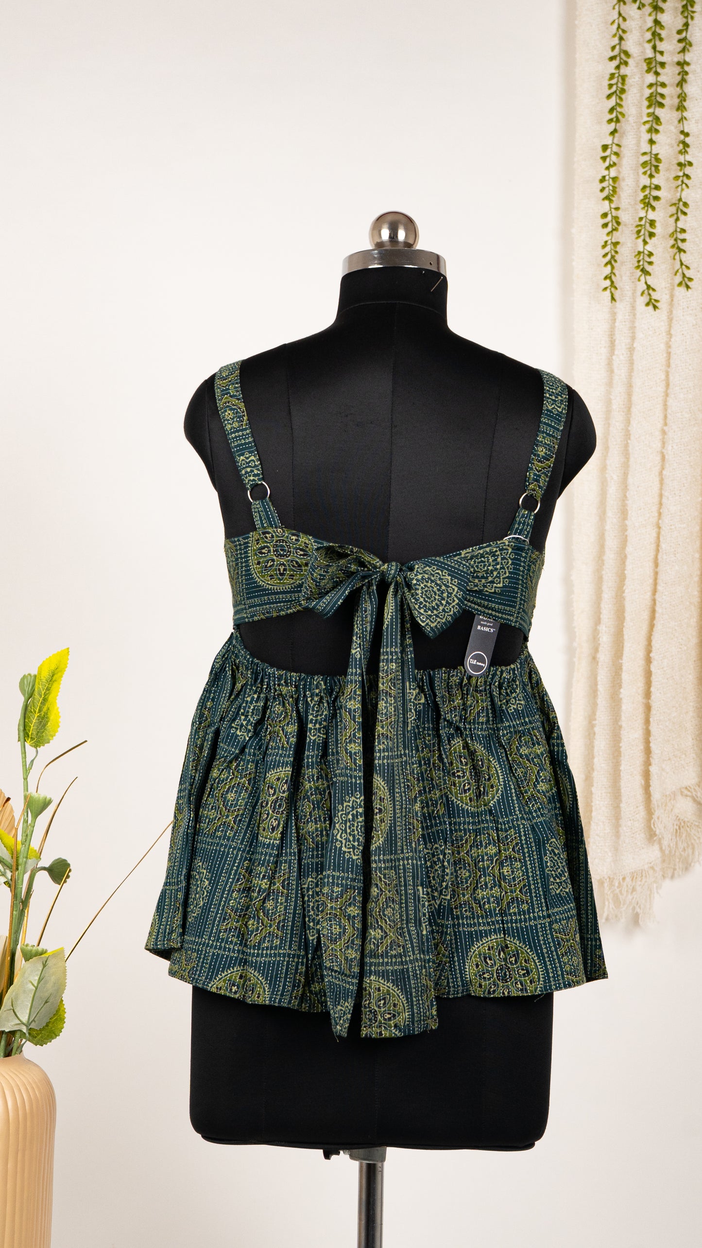 Dark Blue Ajrakh-Inspired Cotton Tie-Back Dress