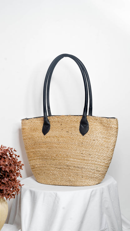 Large Jute Leather Tote
