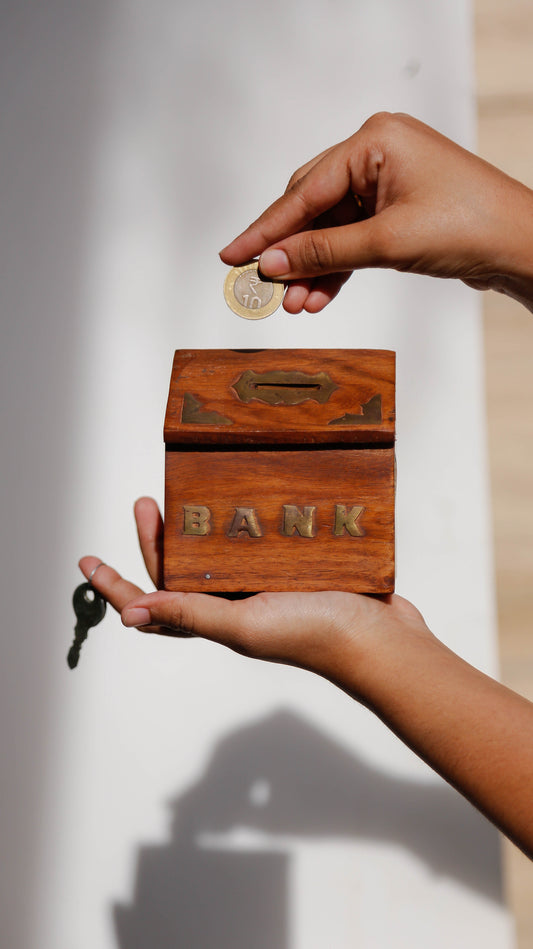 Vintage Wooden House Money Bank
