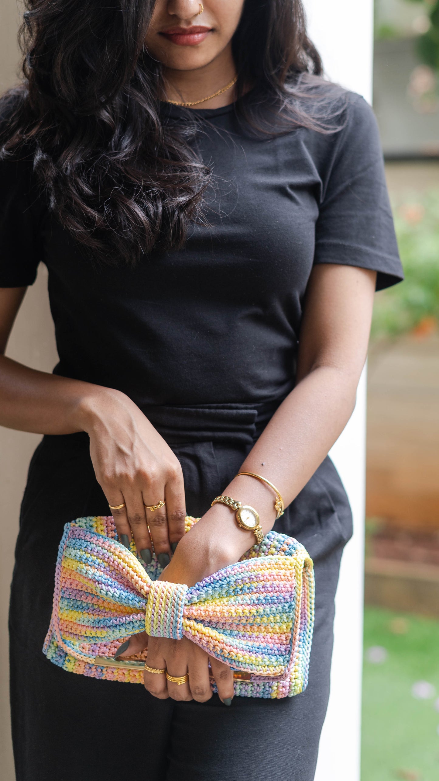 Multicolour Bow Clutch